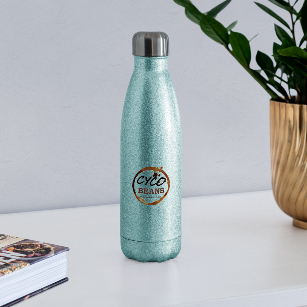 Insulated Stainless Steel Water Bottle - turquoise glitter