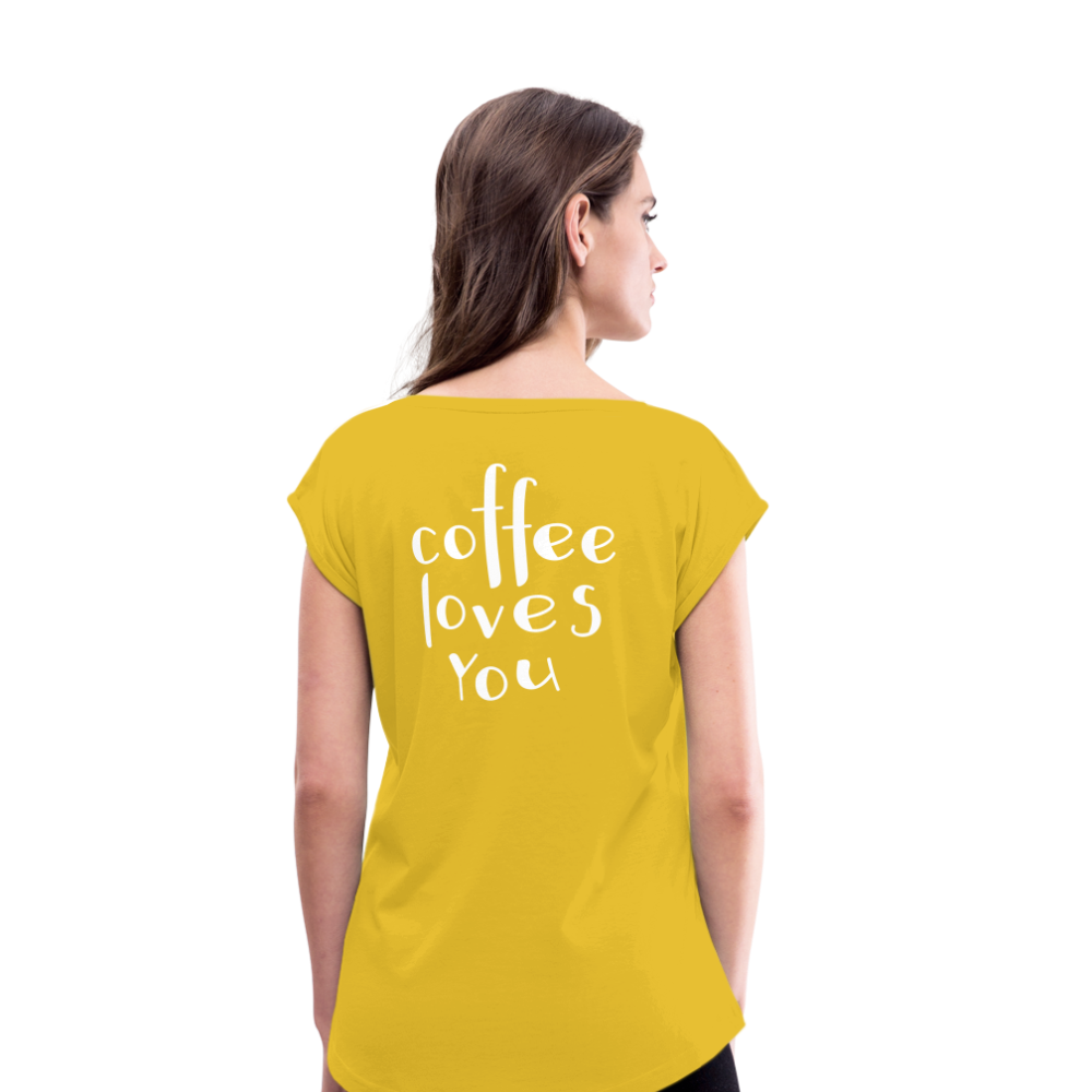 Women's Roll Cuff T-Shirt - mustard yellow
