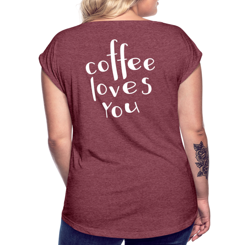 Women's Roll Cuff T-Shirt - heather burgundy