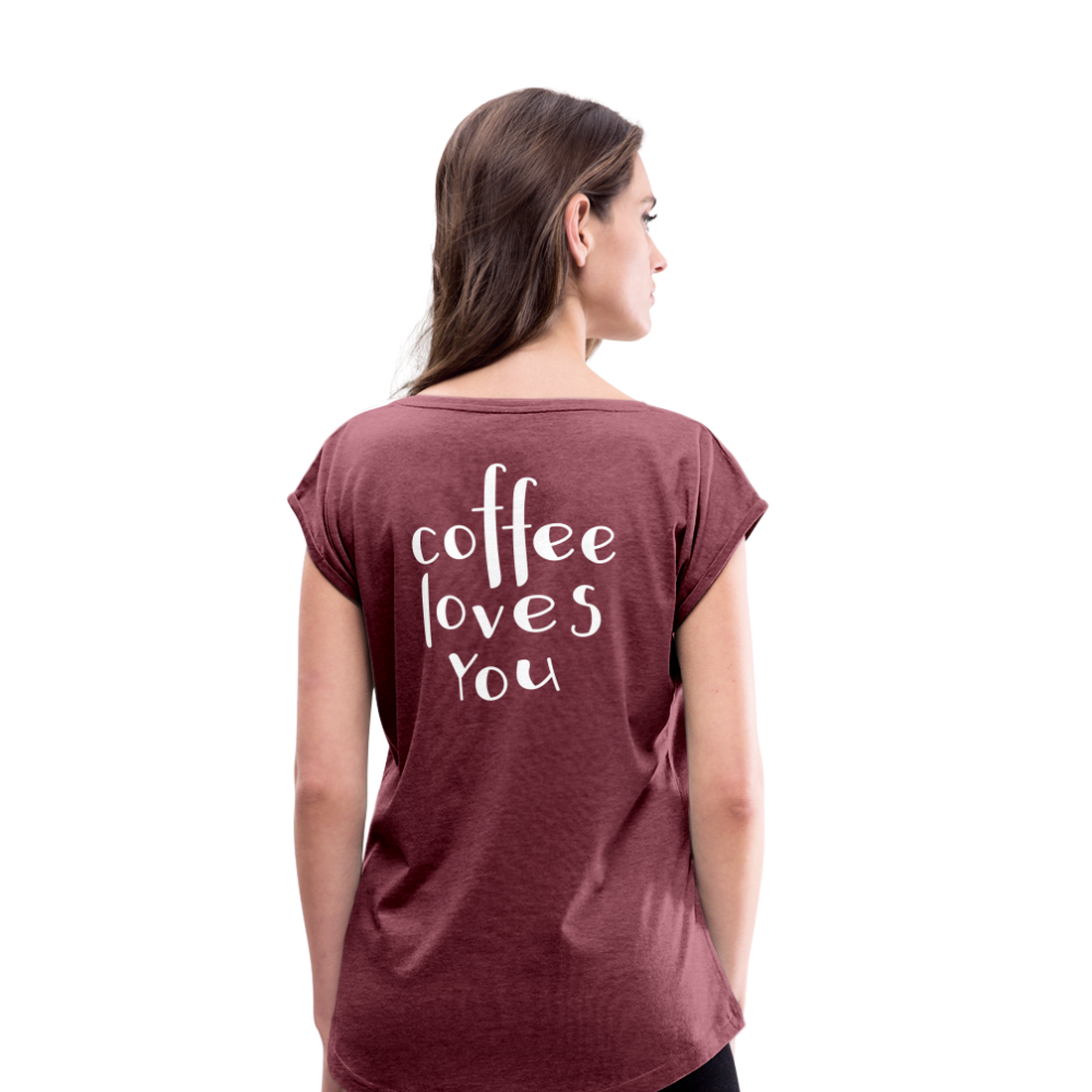 Women's Roll Cuff T-Shirt - heather burgundy