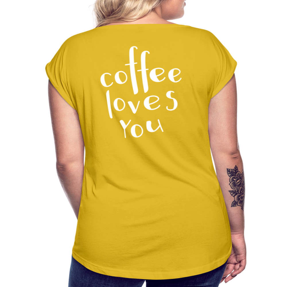 Women's Roll Cuff T-Shirt - mustard yellow